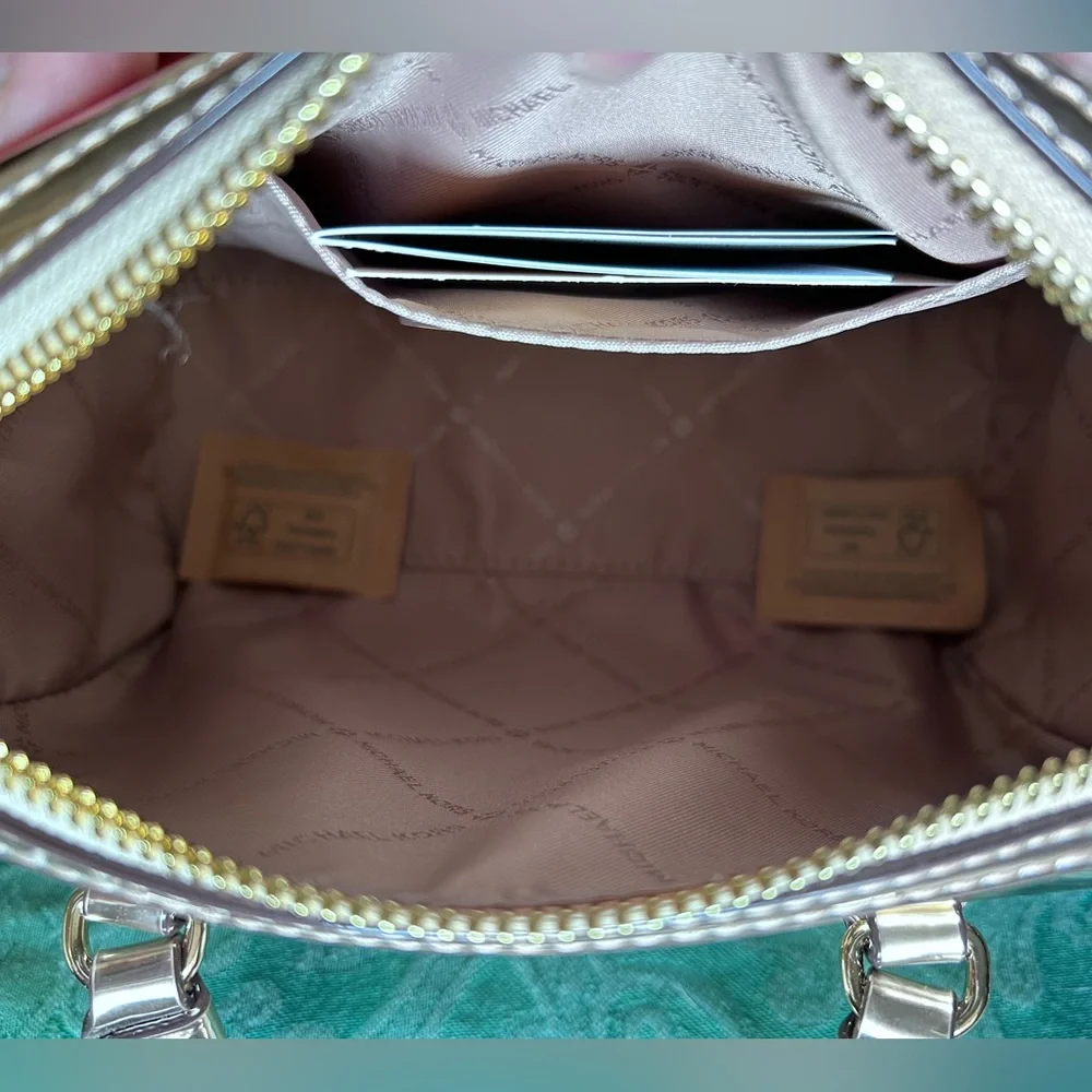 Metallic Gold MICHAEL KORS Small Duffle Crossbody/ Pale Gold - Picture 3 of 9